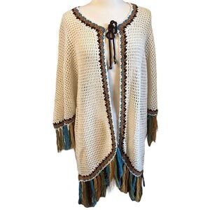 Wrangler Cardigan/Sweater/Duster Multi Color Fringe Western Cowgirl Plus XXL